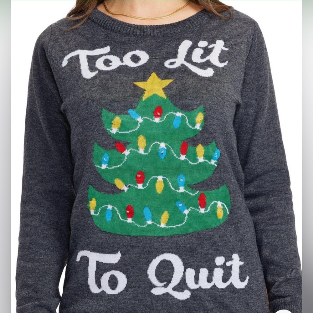 Tipsy Elves Light Up Too Lit To Quit Christmas Sw… - image 1